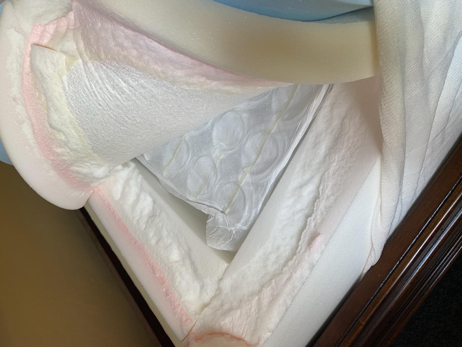 Pocketed coils exposed showing edge support